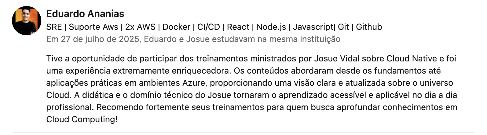 Recomendação LinkedIn 12