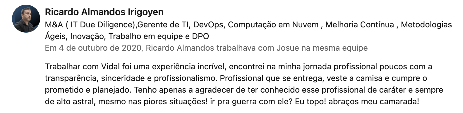 Recomendação LinkedIn 14