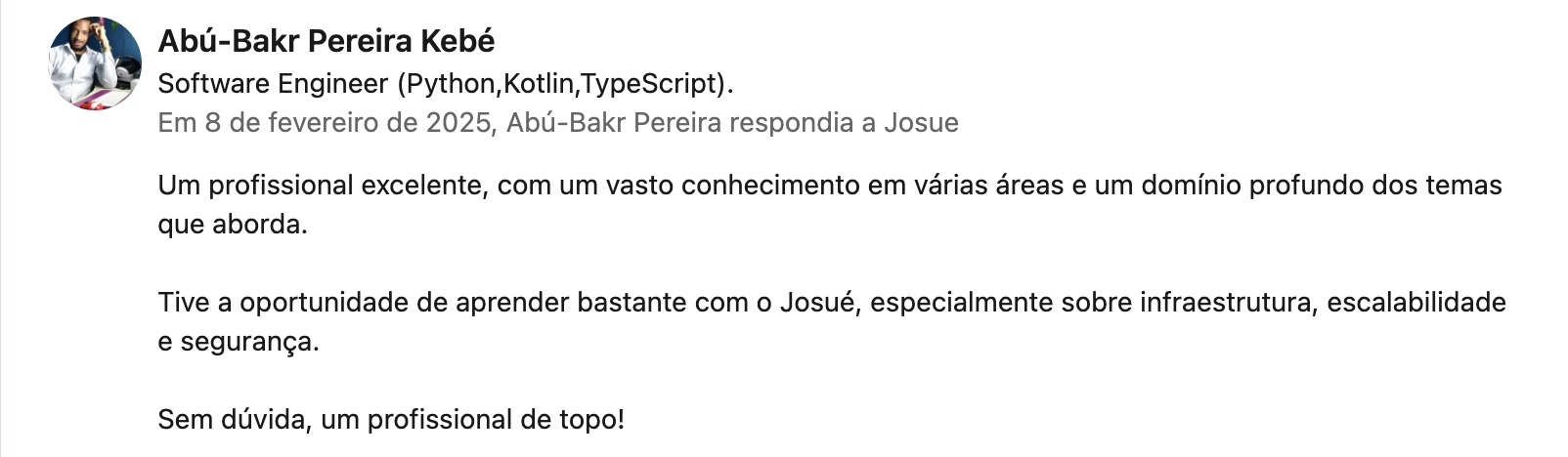 Recomendação LinkedIn 17