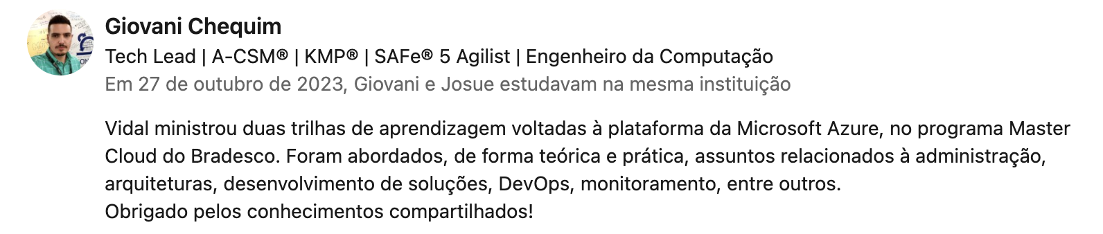 Recomendação LinkedIn 9